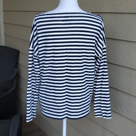 𝅺Michael de Feo for J. Crew Womens Size Medium Navy Stripe Basic Tee - Picture 2 of 6